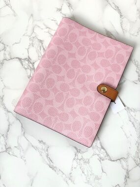New Coach Powder Pink Signature Canvas Notebook Limited Edition 2026 Release